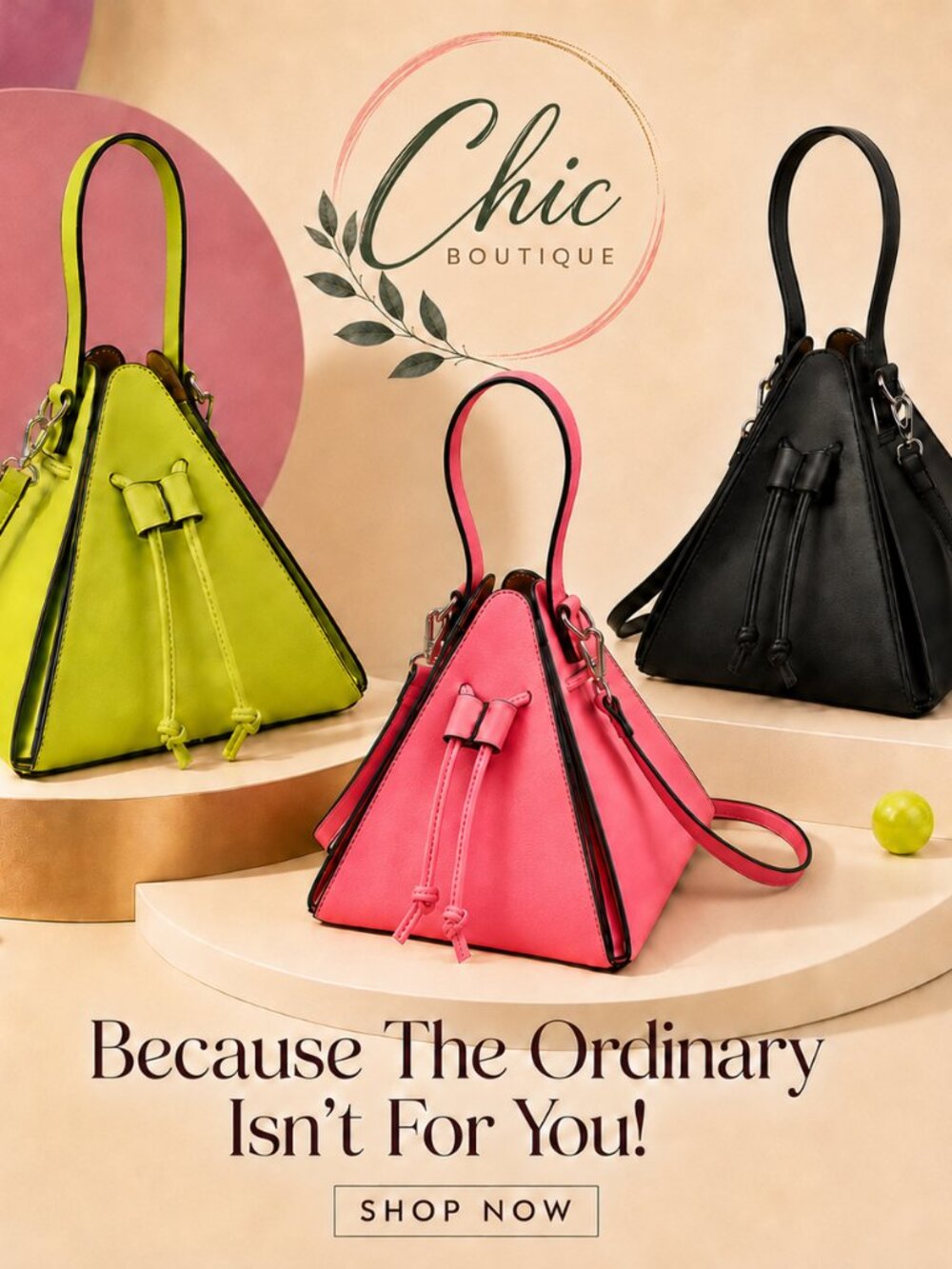 Black Geometric Pyramid Faux Leather Convertible Crossbody Handbag